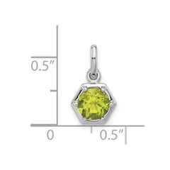 Sterling Silver Rhodium-plated Polished Solitaire Peridot Charm Pendant