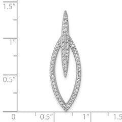 Sterling Silver Rhodium-plated CZ Oval Drop Pendant