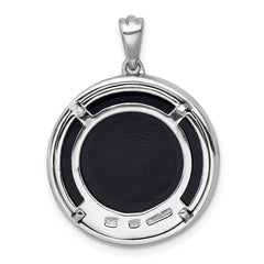 Sterling Silver Rhodium-plated Polished Onyx Circle and CZ Tree of Life Pendant