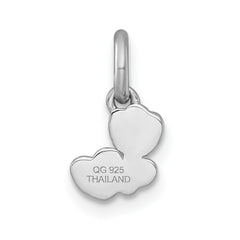 Sterling Silver Rhodium-plated Polished Orange/Red/Green Enamel Flower With Heart Childrens Pendant