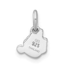 Sterling Silver Rhodium-plated Polished White and Rainbow Enamel Unicorn Cupcake Childrens Pendant