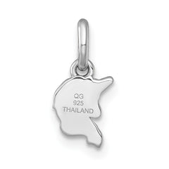 Sterling Silver Rhodium-plated Polished White and Rainbow Enamel Unicorn Head Childrens Pendant