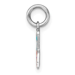Sterling Silver Madi K Rhodium-plated Enameled Mermaid Tail Childrens Pendant