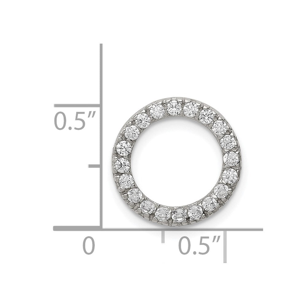Sterling Silver Rhodium-plated CZ Round Pendant - 2