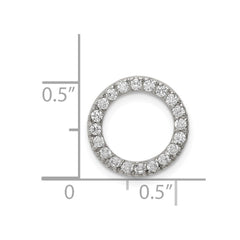 Sterling Silver Rhodium-plated CZ Round Pendant - 2