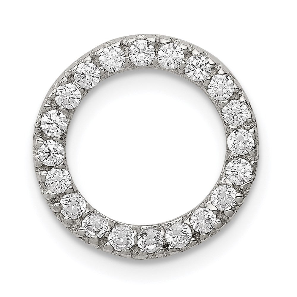 Sterling Silver Rhodium-plated CZ Round Pendant - 2