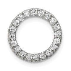 Sterling Silver Rhodium-plated CZ Round Pendant - 2