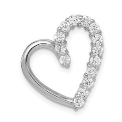 Sterling Silver Rhodium-plated CZ Heart Pendant - 10