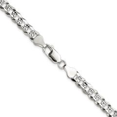 Sterling Silver 5.9mm Flat D/C Pave Curb Chain - 3