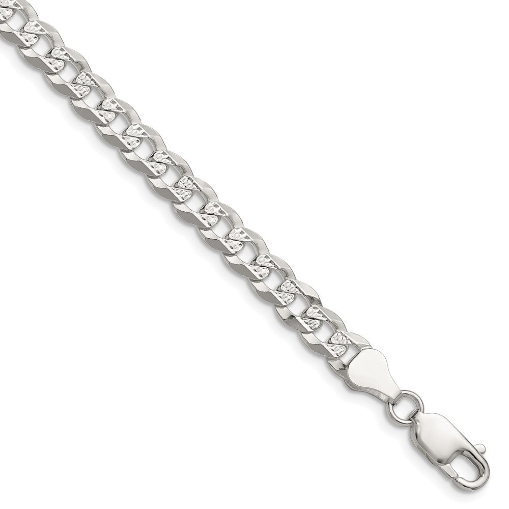 Sterling Silver 5.9mm Flat D/C Pave Curb Chain - 2