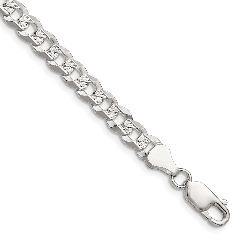 Sterling Silver 5.9mm Flat D/C Pave Curb Chain - 3