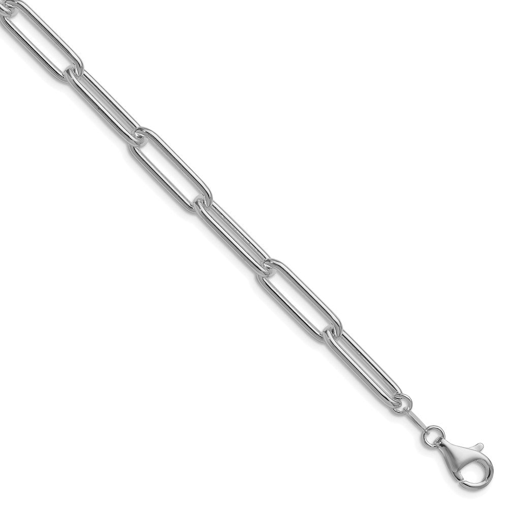 Sterling Silver Rhodium-plated Polished 6.5mm Paperclip Chain - 4