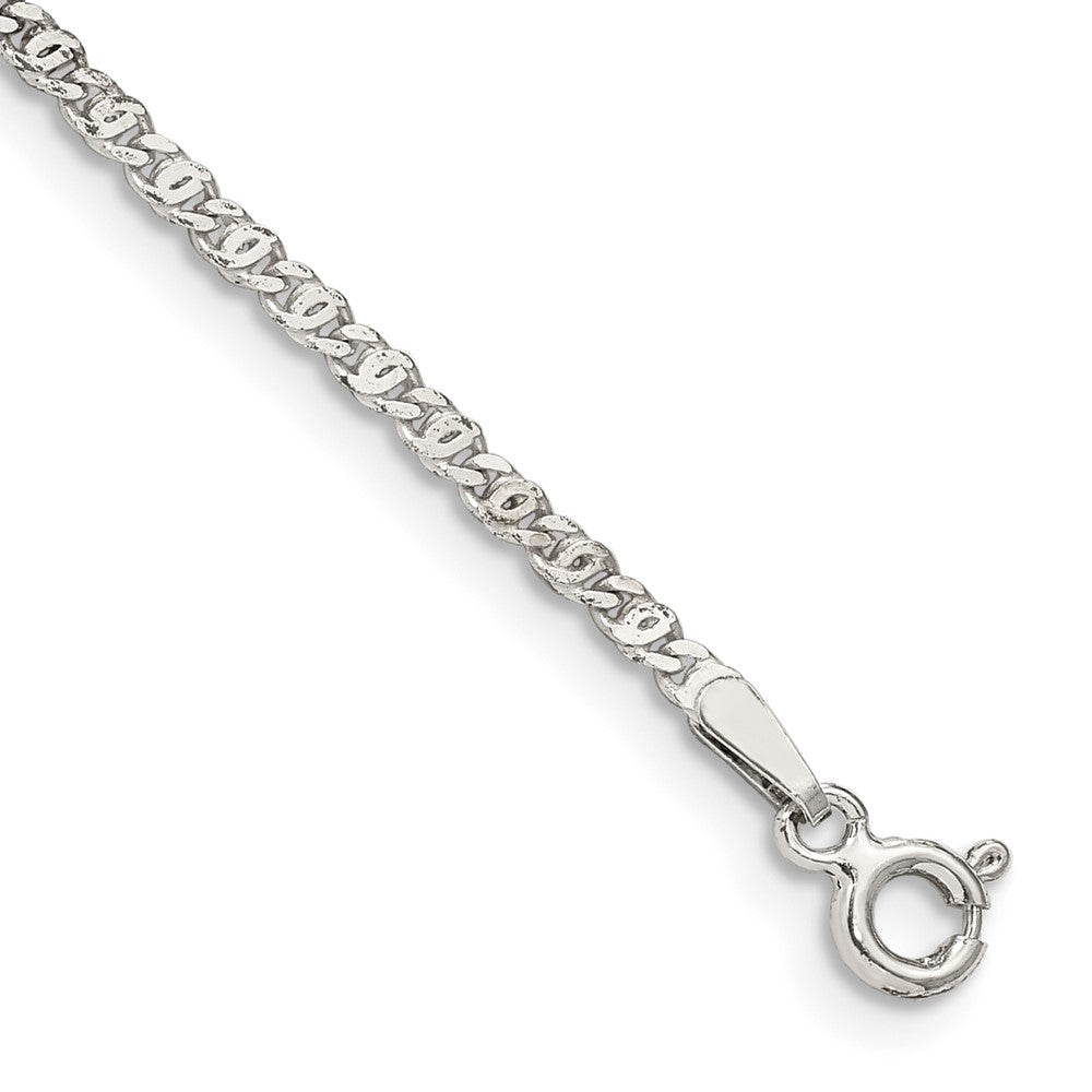 Sterling Silver 2mm Fancy Anchor Pendant Chain Anklet - 2