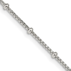 Sterling Silver 1.25mm Fancy Beaded Box Chain - 4