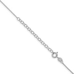 Sterling Silver Rhodium-plated .6mm Mirror Box Chain w/2in ext.