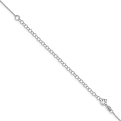 Sterling Silver Rhodium-plated .6mm Mirror Box Chain w/4in ext.