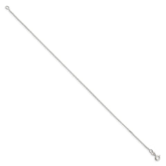 Sterling Silver 1mm Open Elongated Link Curb Chain Anklet - 2