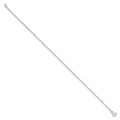 Sterling Silver 1.15mm Square Fancy Beaded Chain Anklet - 2