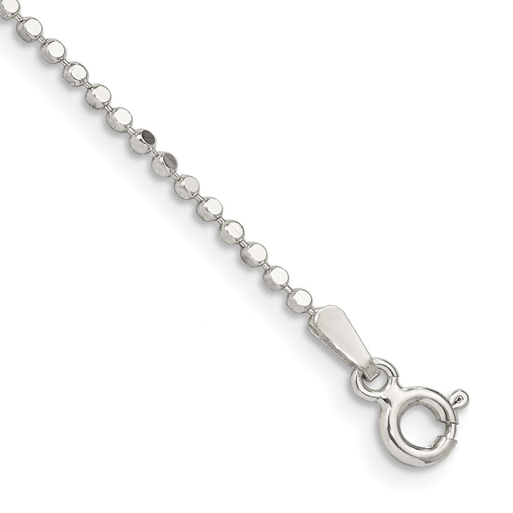 Sterling Silver 1.15mm Square Fancy Beaded Chain Anklet - 2