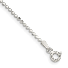 Sterling Silver 1.15mm Square Fancy Beaded Chain Anklet - 2