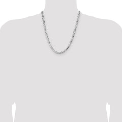 Sterling Silver 6.1mm Flat D/C Pave Figaro Chain - 7