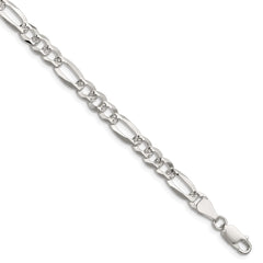 Sterling Silver 6.1mm Flat D/C Pave Figaro Chain - 2