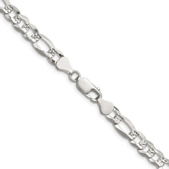 Sterling Silver 7.0mm Flat D/C Pave Figaro Chain - 5