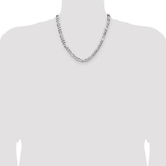Sterling Silver 7.0mm Flat D/C Pave Figaro Chain - 5