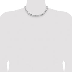 Sterling Silver 8.0mm Flat D/C Pave Figaro Chain - 2