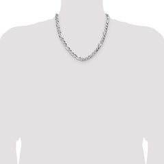 Sterling Silver 8.0mm Flat D/C Pave Figaro Chain - 4