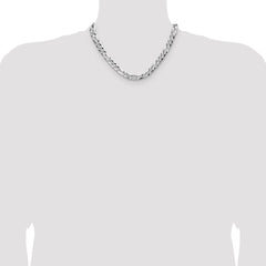Sterling Silver 8.5mm Flat D/C Pave Figaro Chain - 5