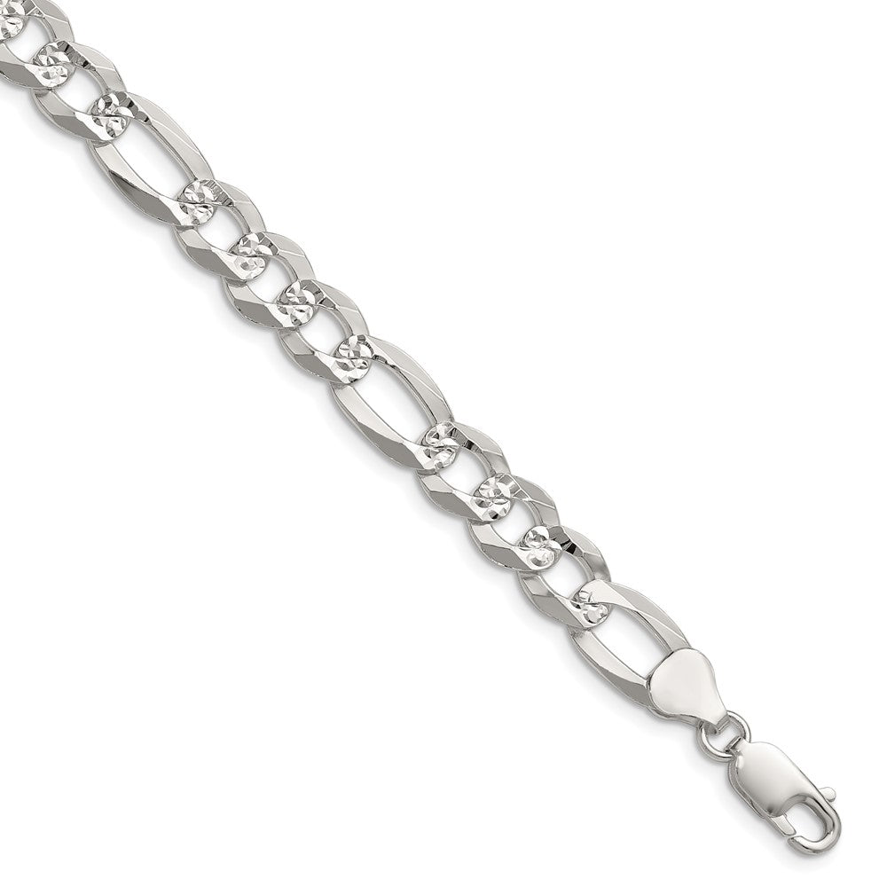 Sterling Silver 8.5mm Flat D/C Pave Figaro Chain - 3