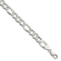 Sterling Silver 8.5mm Flat D/C Pave Figaro Chain - 3