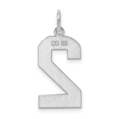 Sterling Silver/Rhodium-plated Polished Number 2 Charm - 3