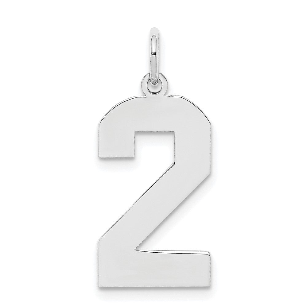 Sterling Silver/Rhodium-plated Polished Number 2 Charm - 3