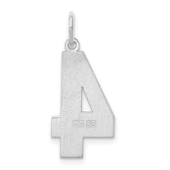 Sterling Silver/Rhodium-plated Polished Number 4 Charm - 2
