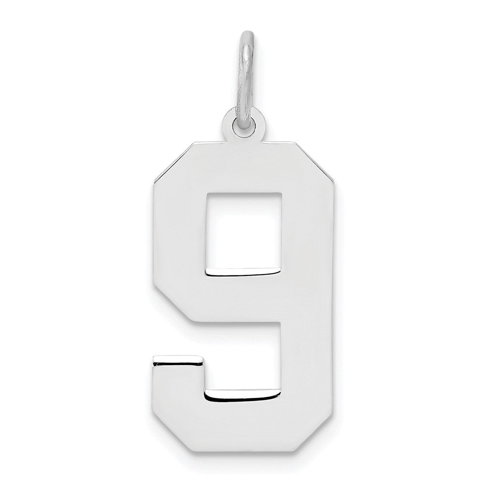 Sterling Silver/Rhodium-plated Polished Number 9 Charm - 4