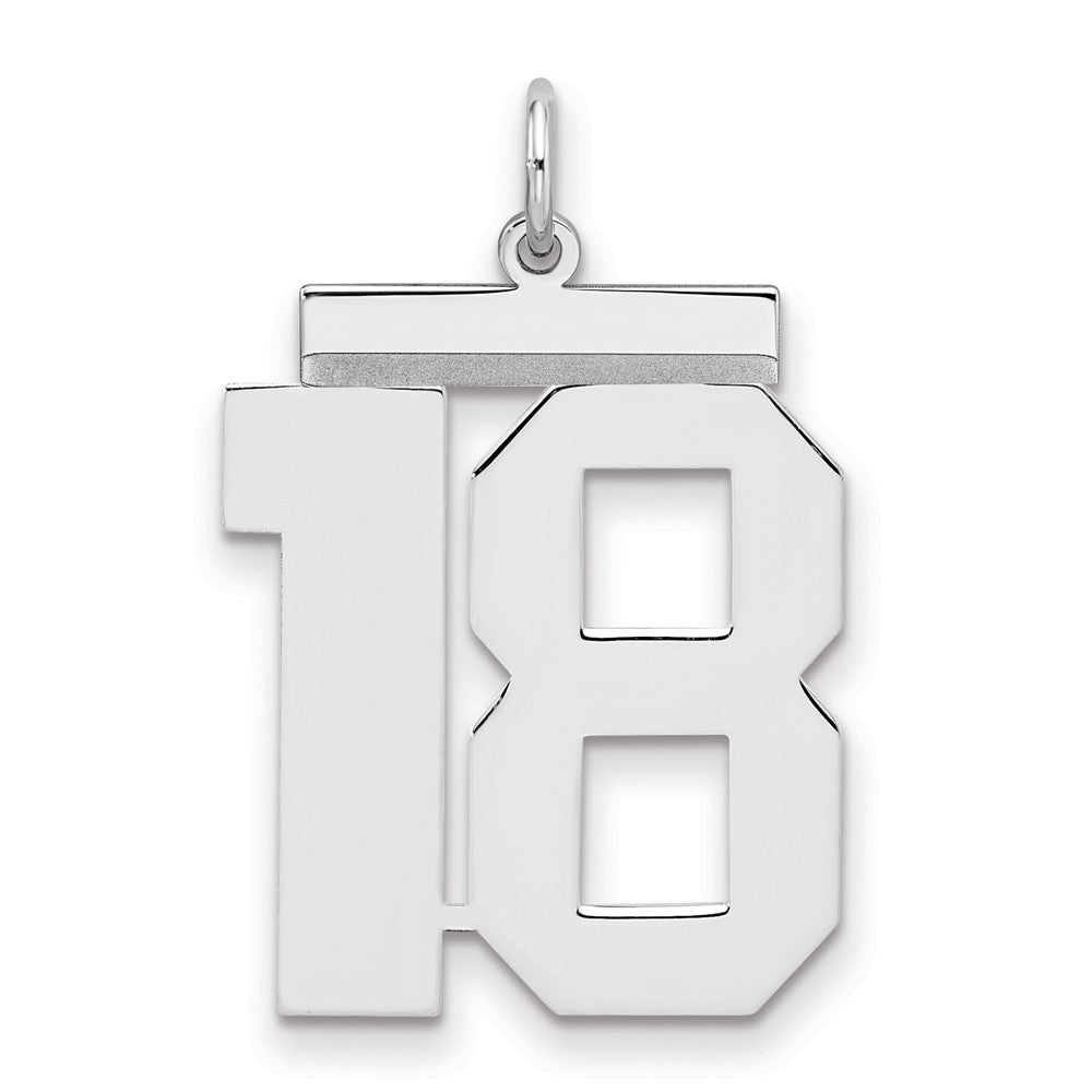 Sterling Silver/Rhodium-plated Polished Number 18 Charm - 3