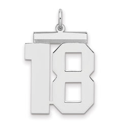 Sterling Silver/Rhodium-plated Polished Number 18 Charm - 3