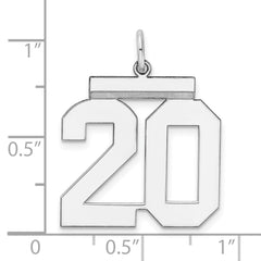 Sterling Silver/Rhodium-plated Polished Number 20 Charm - 2