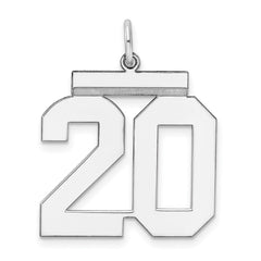Sterling Silver/Rhodium-plated Polished Number 20 Charm - 2