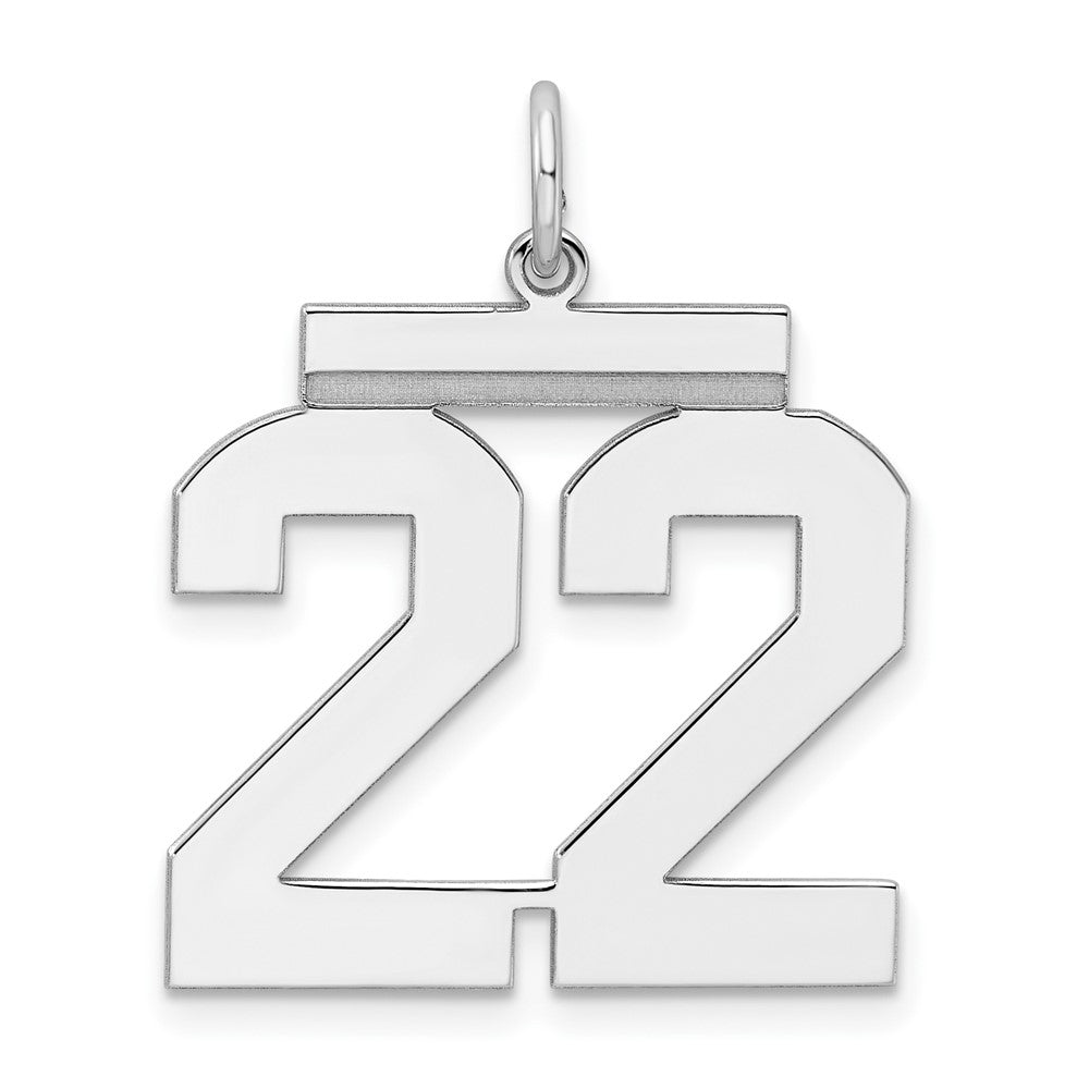 Sterling Silver/Rhodium-plated Polished Number 22 Charm - 3