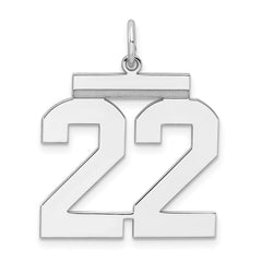 Sterling Silver/Rhodium-plated Polished Number 22 Charm - 3