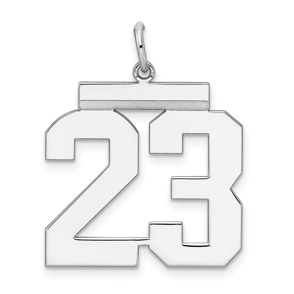 Sterling Silver/Rhodium-plated Polished Number 23 Charm - 2