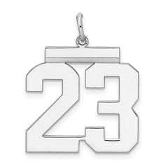 Sterling Silver/Rhodium-plated Polished Number 23 Charm - 2