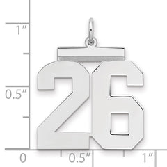Sterling Silver/Rhodium-plated Polished Number 26 Charm - 2