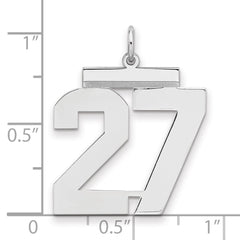 Sterling Silver/Rhodium-plated Polished Number 27 Charm