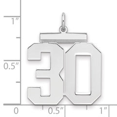 Sterling Silver/Gold-plated Polished Number 30 Charm