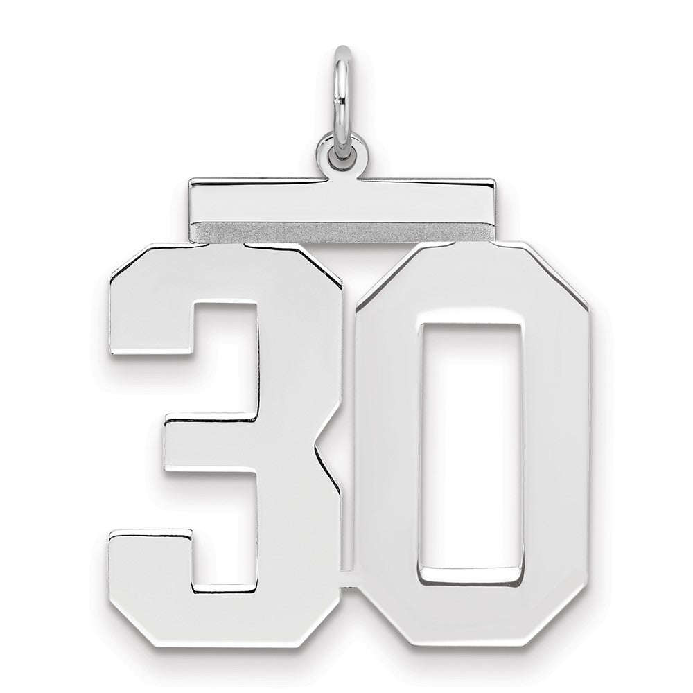 Sterling Silver/Rhodium-plated Polished Number 30 Charm - 3