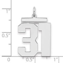 Sterling Silver/Rhodium-plated Polished Number 31 Charm - 3